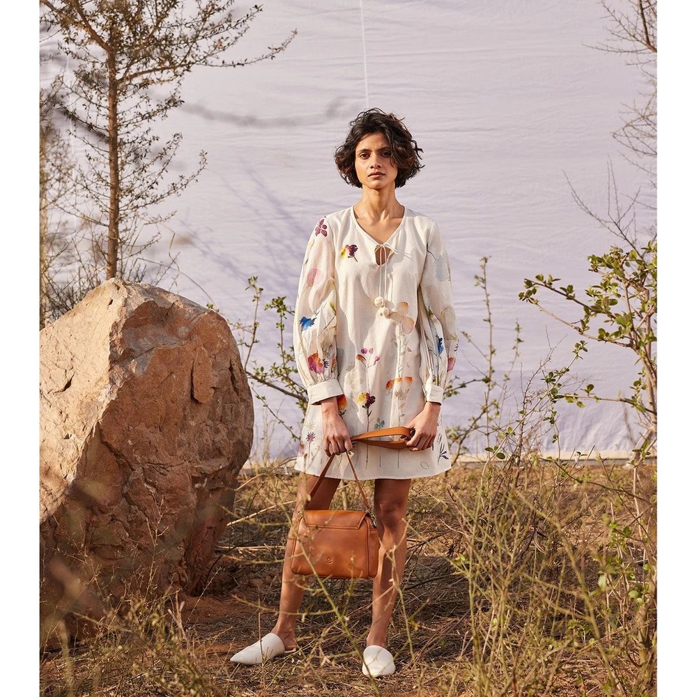 Khara Kapas | Bougan Watercolor Floral Printed Mini Dress Plus Sz XXL‎ Lagenlook